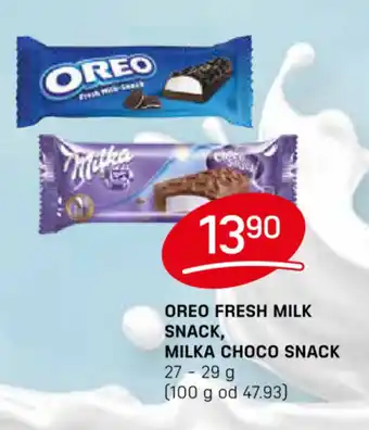 Flop OREO FRESH MILK SNACK, MILKA CHOCO SNACK nabídka