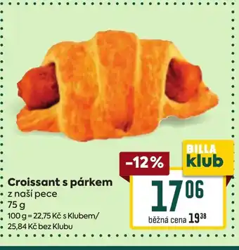 Billa Croissant s párkem nabídka
