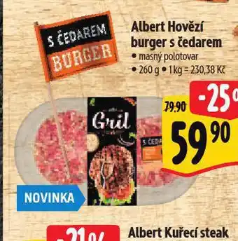 Albert Hovězí burger s čedarem nabídka