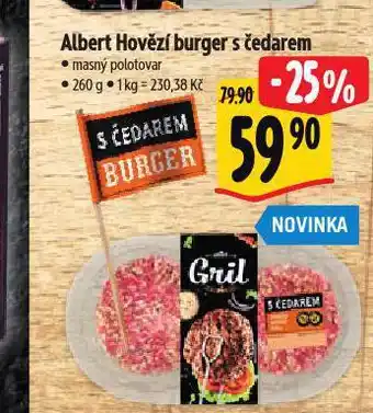 Albert Hovězí burger s čedarem nabídka