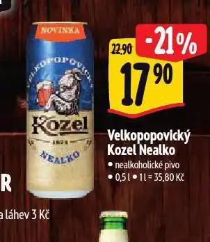 Albert Pivo velkopopovický kozel nealko nabídka