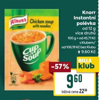 Billa Knorr Instantní polévka nabídka