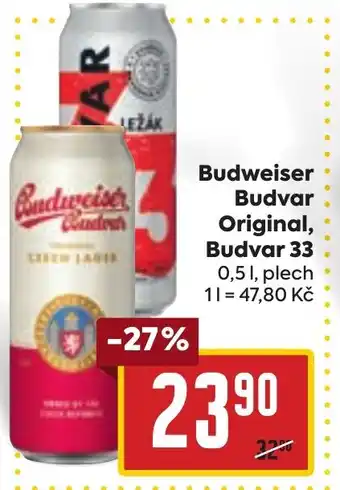 Billa Budweiser Budvar Original, Budvar 33 0,5 L nabídka