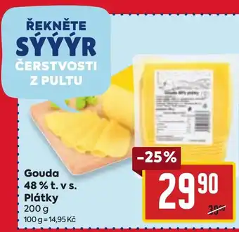 Billa Gouda 48% t. v s. Plátky nabídka