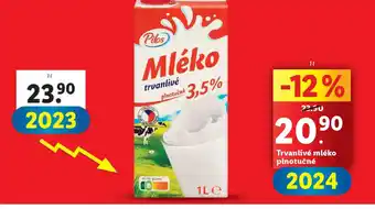 Lidl Trvanlivé mléko plnotučné nabídka