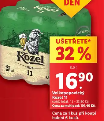 Lidl Velkopopovický Kozel 11 0.5L nabídka