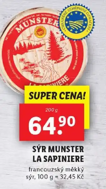 Lidl SÝR MUNSTER LA SAPINIERE nabídka