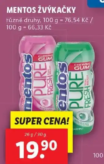 Lidl MENTOS ŽVÝKAČKY nabídka