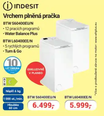 Planeo Elektro Vrchem plněná pračka BTW S60400EU/N nabídka