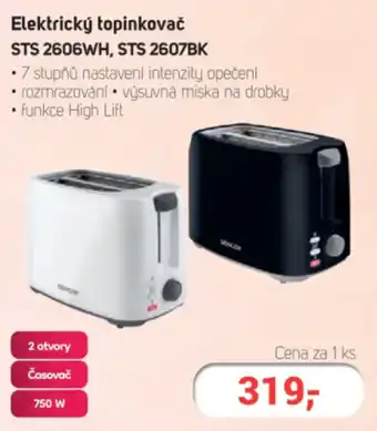 Planeo Elektro Elektrický topinkovač STS 2606WH, STS 2607BK nabídka