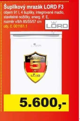 Elektro Spáčil Šuplíkový mrazák LORD F3 nabídka