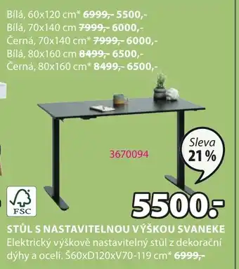 JYSK STŮL S NASTAVITELNOU VÝŠKOU SVANEKE nabídka