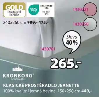 JYSK KLASICKÉ PROSTĚRADLO JEANETTE nabídka