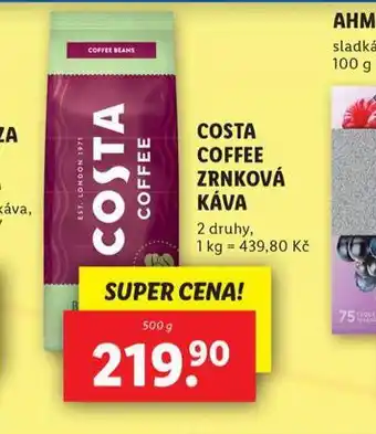 Lidl Costa coffee zrnková káva nabídka