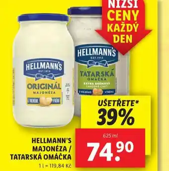 Lidl Hellmann´s tatarská omáčka, majonéza nabídka