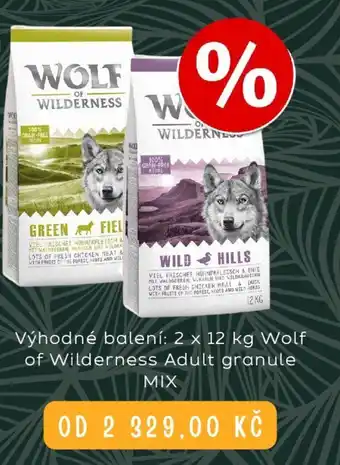 Zoohit Výhodné balení: 2 x 12 kg Wolf of Wilderness Adult granule MIX nabídka