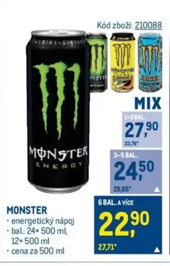 Makro MONSTER energetický nápoj nabídka