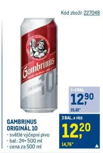 Makro GAMBRINUS ORIGINÁL 10 nabídka