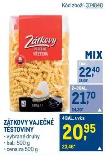 Makro ZÁTKOVY VAJEČNÉ TESTOVINY nabídka