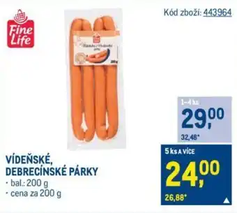 Makro VÍDEŇSKÉ, DEBRECÍNSKÉ PÁRKY nabídka