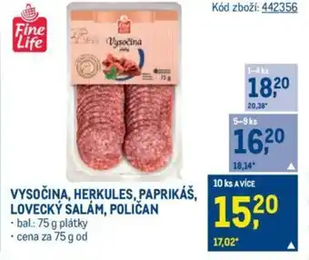 Makro VYSOČINA, HERKULES, PAPRIKÁŠ, LOVECKÝ SALÁM, POLIČAN nabídka