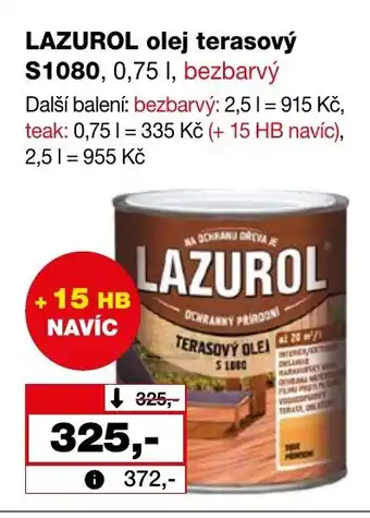 Barvy a laky drogerie LAZUROL olej terasový S1080 nabídka