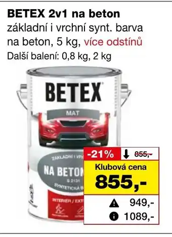 Barvy a laky drogerie BETEX 2v1 na beton nabídka