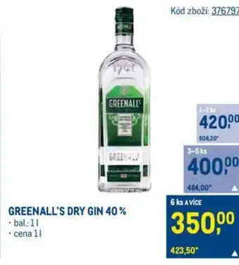 Makro GREENALL'S DRY GIN 40% nabídka