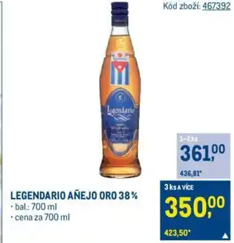 Makro LEGENDARIO AÑEJO ORO 38% nabídka