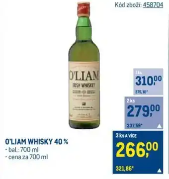 Makro O'LIAM WHISKY 40% nabídka