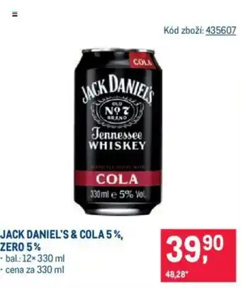 Makro JACK DANIEL'S & COLA 5%, ZERO 5% nabídka