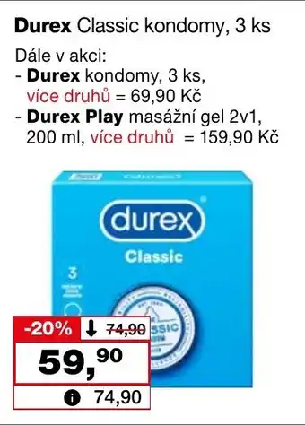 Barvy a laky drogerie Durex Classic kondomy, 3 ks nabídka