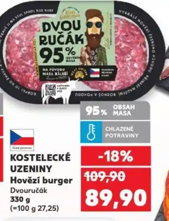Kaufland KOSTELECKÉ UZENINY Hovězí burger nabídka