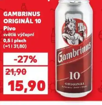 Kaufland GAMBRINUS ORIGINÁL 10 Pivo 0.5L nabídka