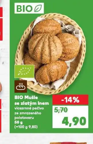 Kaufland Bio mušle se zlatým lnem nabídka