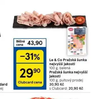 Tesco Le & co pražská šunka nejvyšší jakosti nabídka