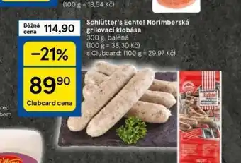 Tesco Schlütter´s echte! norimberská grilovací klobása nabídka