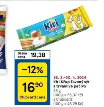 Tesco Kiri křup tavený sýr a trvanlivé pečivo nabídka