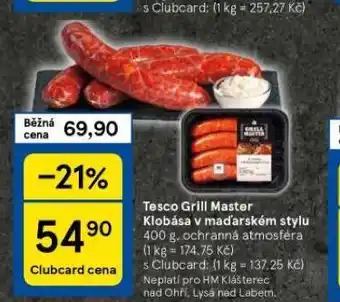 Tesco Tesco grill master klobása v maďarském stylu nabídka