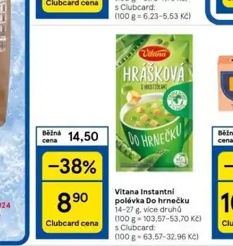 Tesco Vitana instantní polévka do hrnečku nabídka