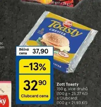 Tesco Zott toasty nabídka