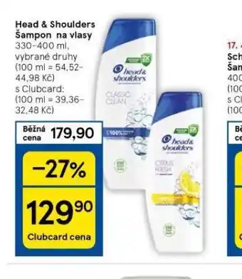 Tesco Head&shoulders šampon nabídka