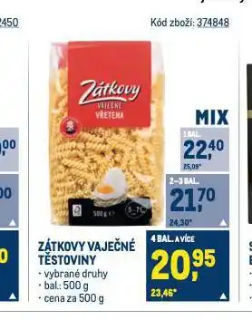 Makro Zátkovy vaječné těstoviny nabídka