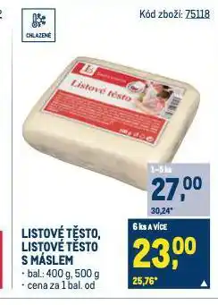 Makro Listové těsto nabídka