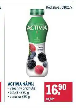 Makro Activia nápoj nabídka