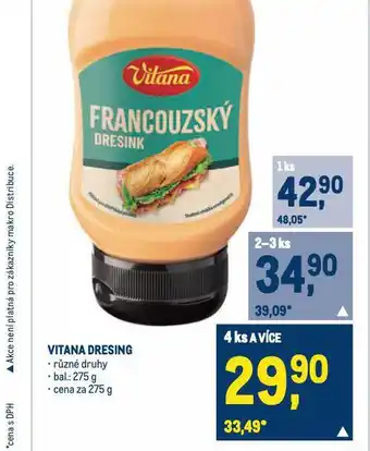 Makro Vitana dressing nabídka