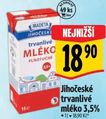 Albert Jihočeské trvanlivé mléko 3,5% nabídka