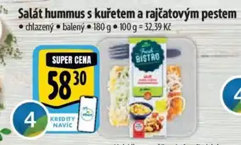 Albert Salát hummus s kuřetem a rajčatovým pestem nabídka