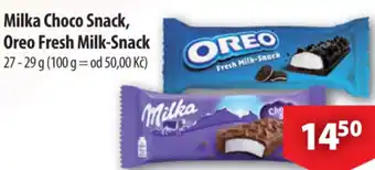 CBA Milka Choco Snack, Oreo Fresh Milk-Snack nabídka