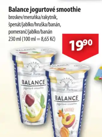 CBA Balance jogurtové smoothie nabídka